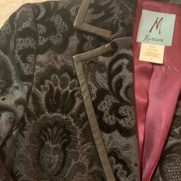Marciano Brocade Blazer with faux leather buttons and trim - Picture 5 of 6